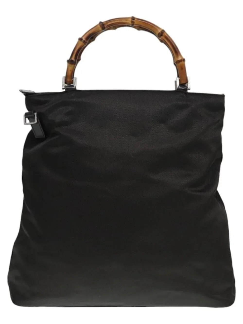 GUCCI Bamboo Hand Bag Nylon 2way Khaki Auth ac3260